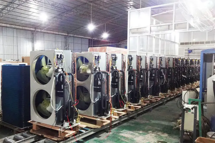 Blueway HVAC factory building and manufacturing facility for household air cooled water chiller production